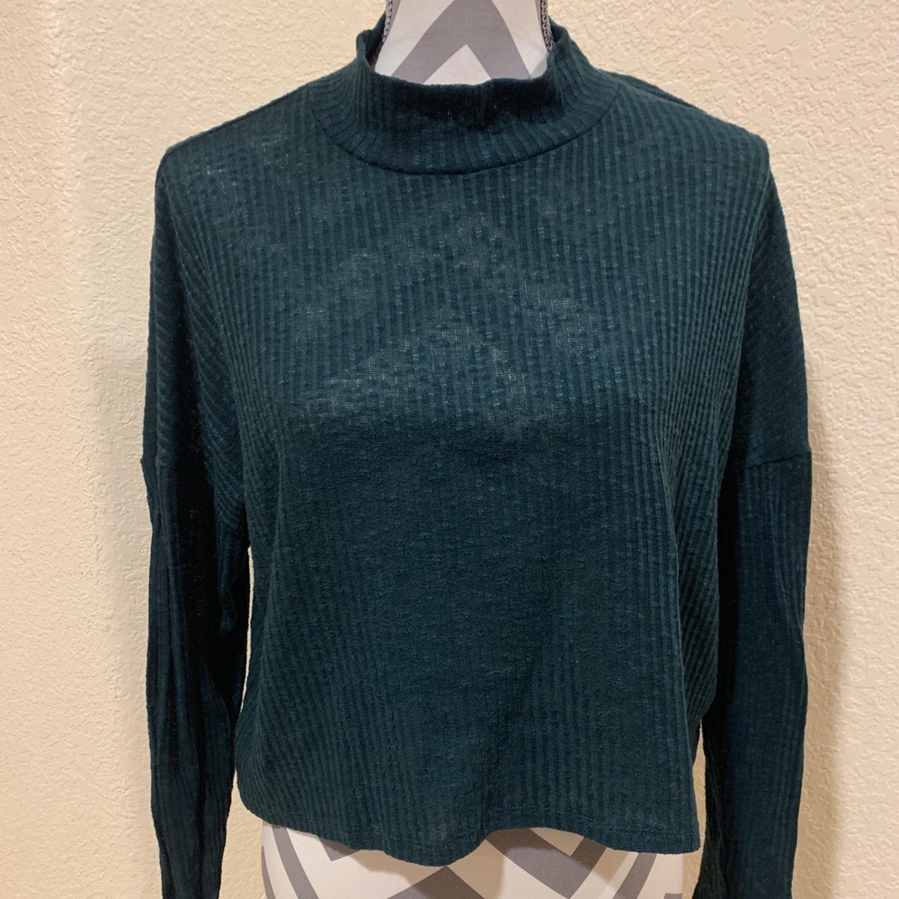 Mock neck mid length Forrest green sweater size large wild fable